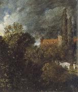 John Constable View in  Garden at Hampstead,with a Red House beyond oil on canvas